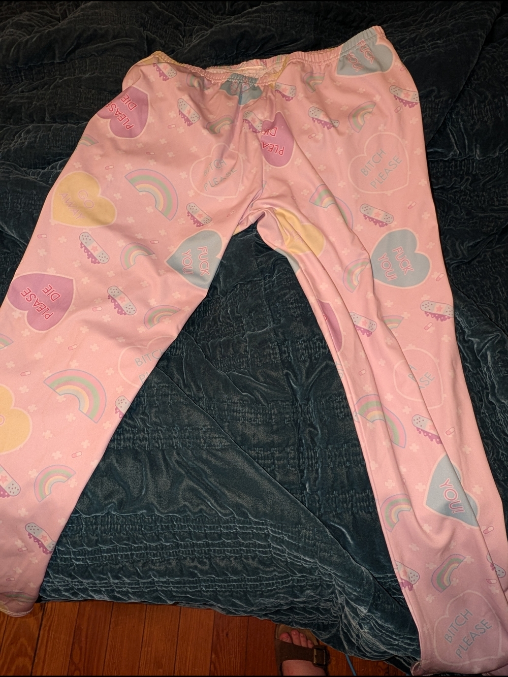Pink Novelty Heart & Rainbow Pajama Pants - Women